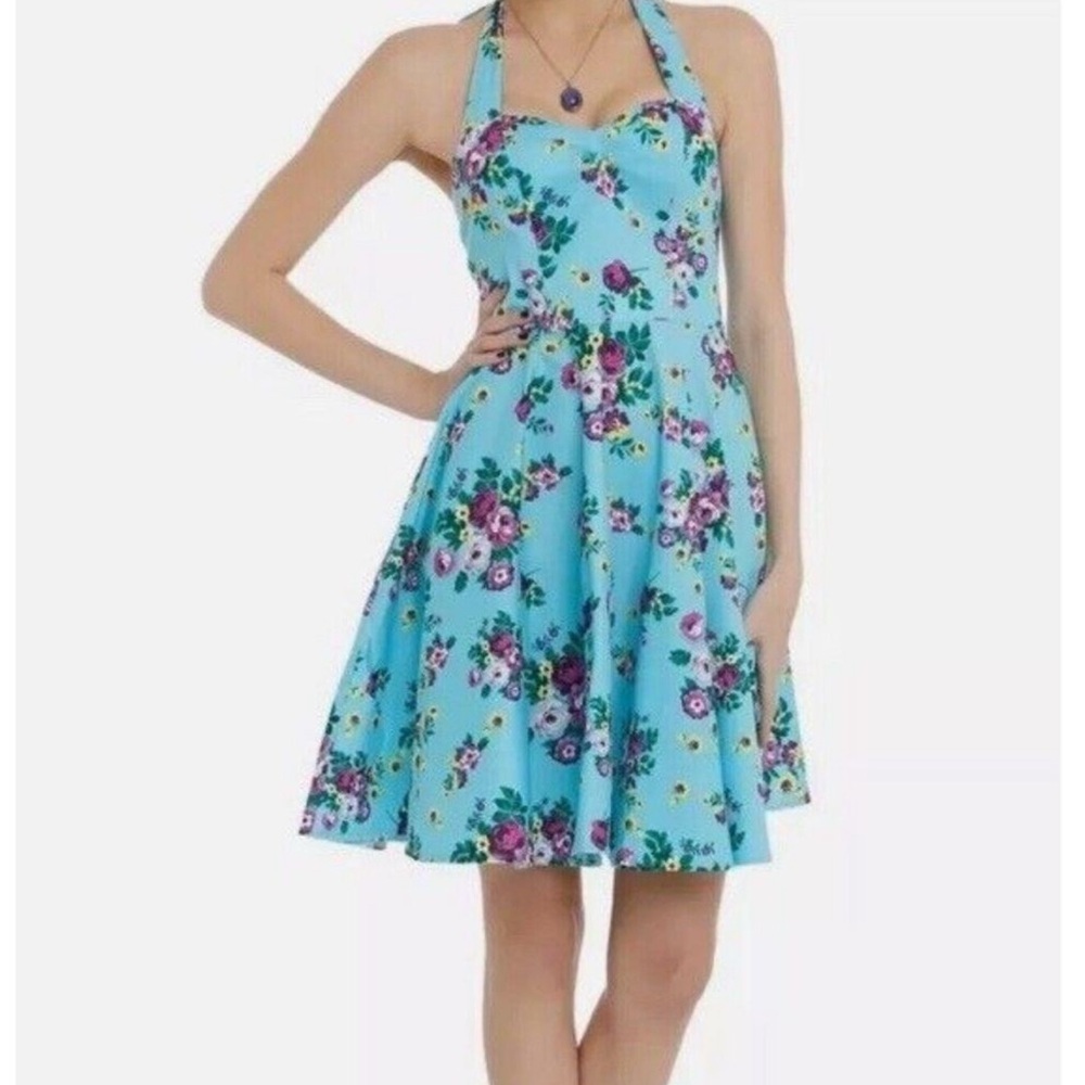 Hell Bunny Turquoise Floral Halter Dress - Picture 10 of 10